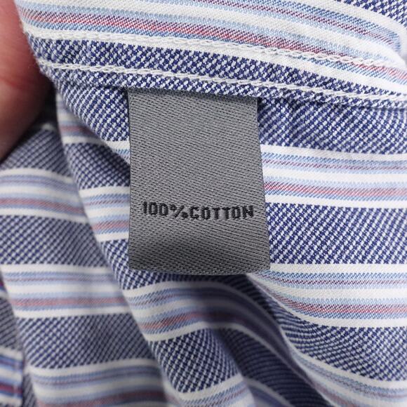 Johnston & Murphy Shirt Mens XL Blue Striped Tailored Fit Cotton Long Sleeve - Picture 8 of 9